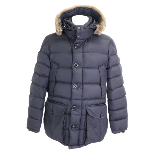 MONCLER CLUNY Fur Hooded Nylon Down Jacket Black Size 4
