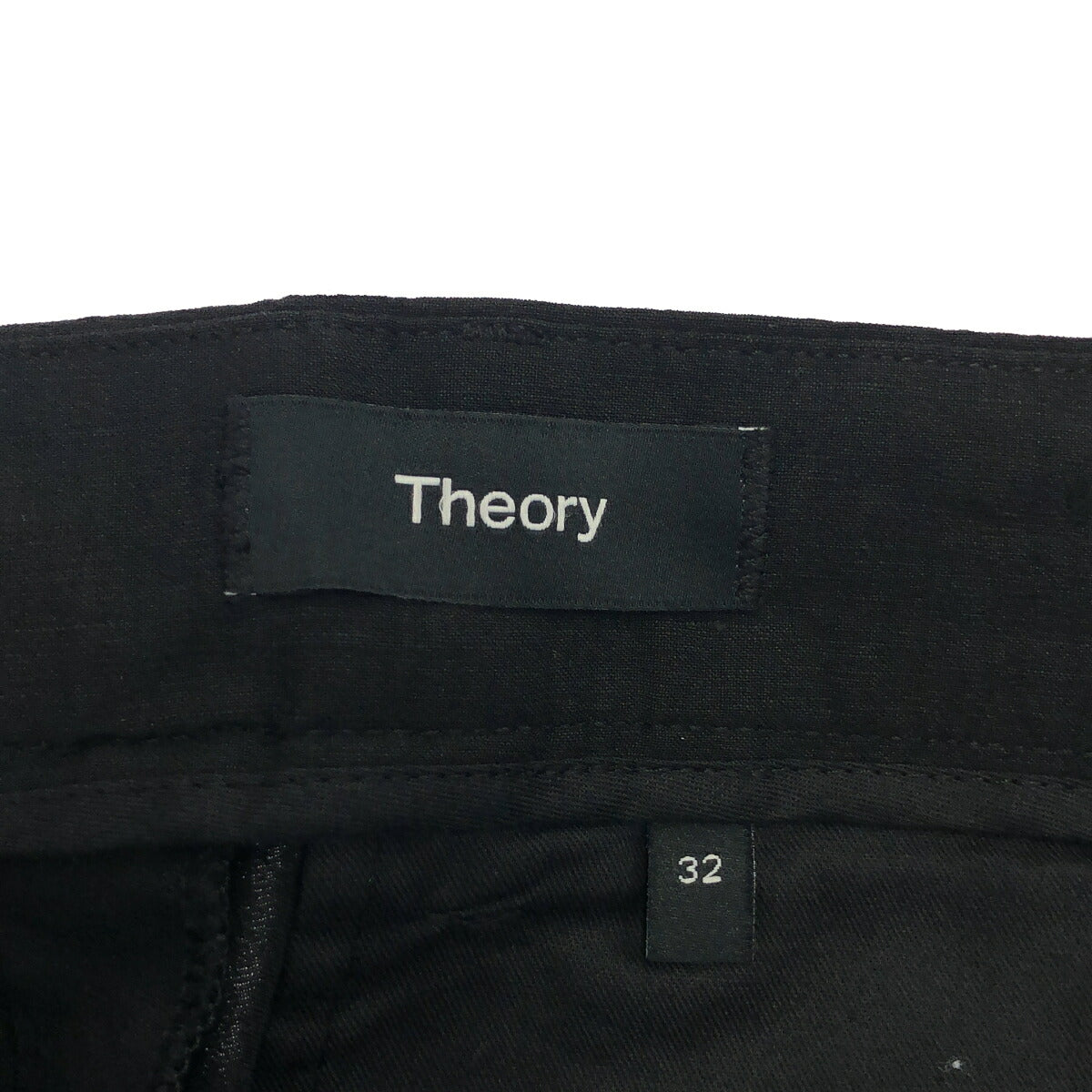 Theory 26SS Black Stretch Linen Tapered Pants Size 32