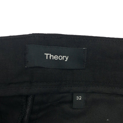 Theory 26SS Black Stretch Linen Tapered Pants Size 32