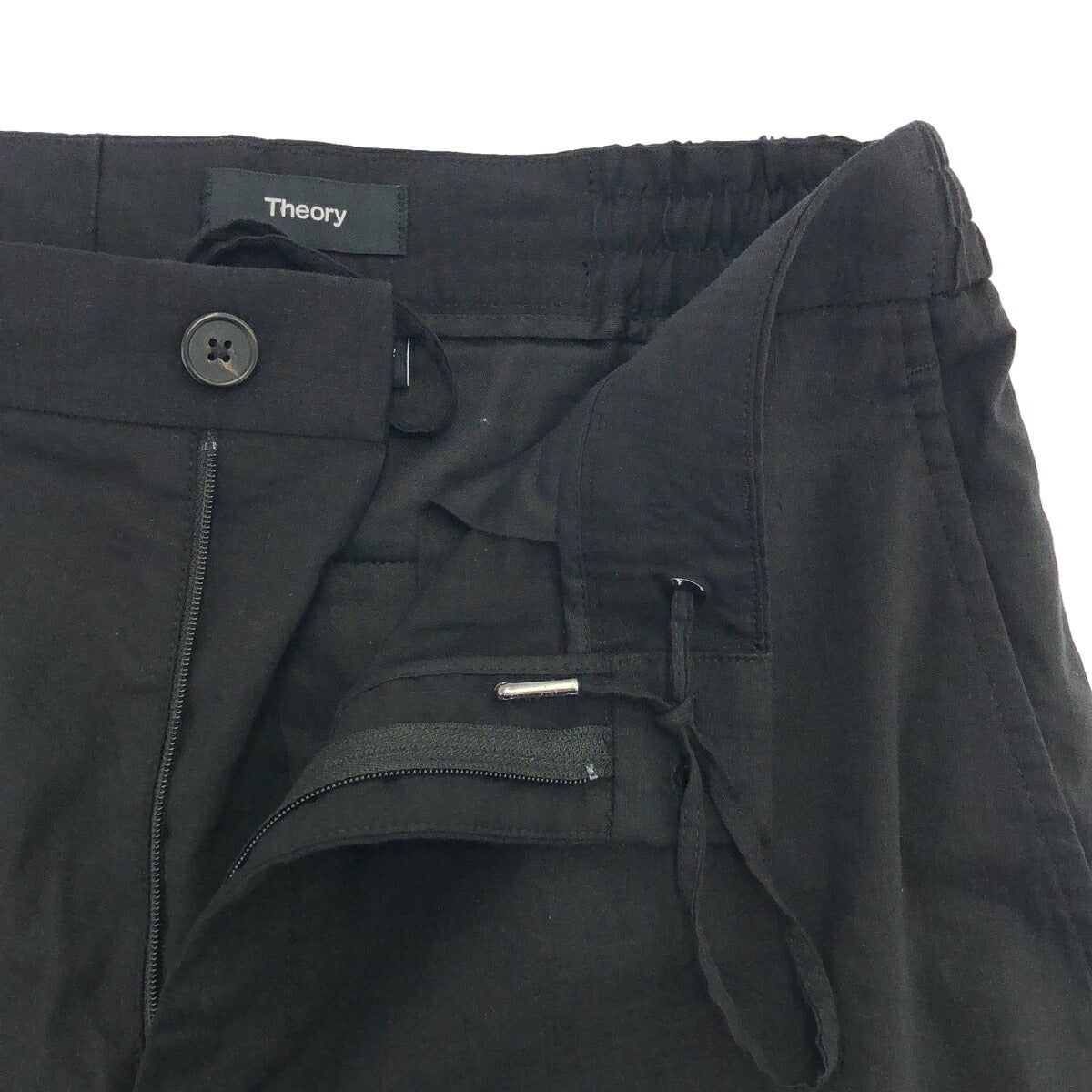 Theory 26SS Black Stretch Linen Tapered Pants Size 32