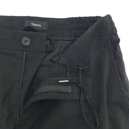 Theory 26SS Black Stretch Linen Tapered Pants Size 32