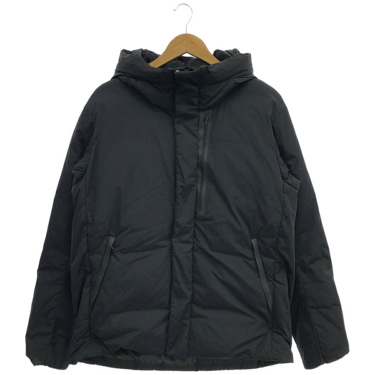 B&Y U-ARROWS Black Chambray Hooded Down Jacket Size L