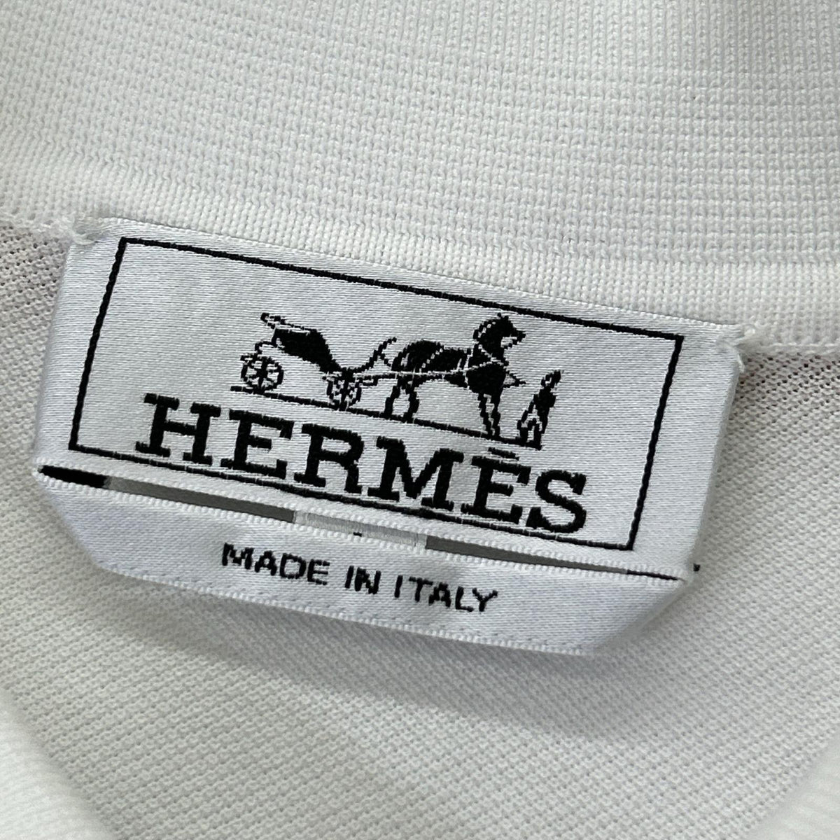 HERMES White H-Embroidered Pocket Polo Shirt Size S