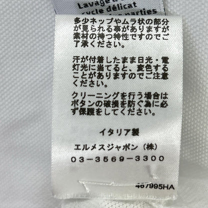 HERMES White H-Embroidered Pocket Polo Shirt Size S