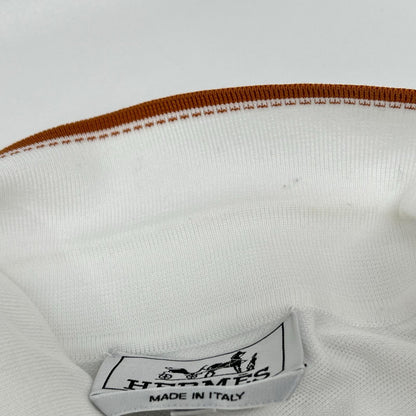 HERMES White H-Embroidered Pocket Polo Shirt Size S