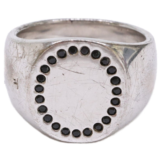 TOMWOOD 925 Silver Black Spinel Oval Ring Size ONE SIZE