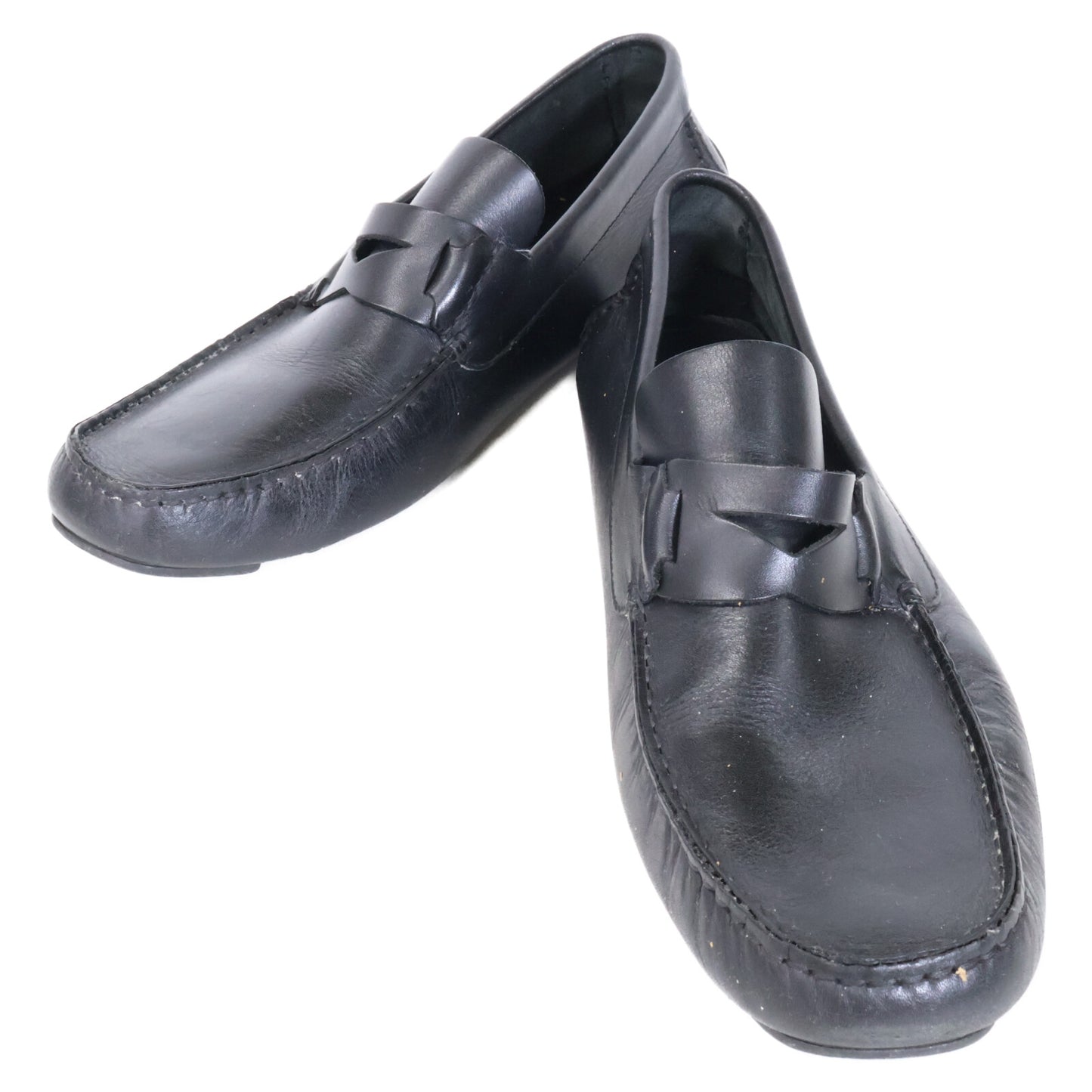 SalvatoreFerragamo Leather Driving Sneakers Black Size 10