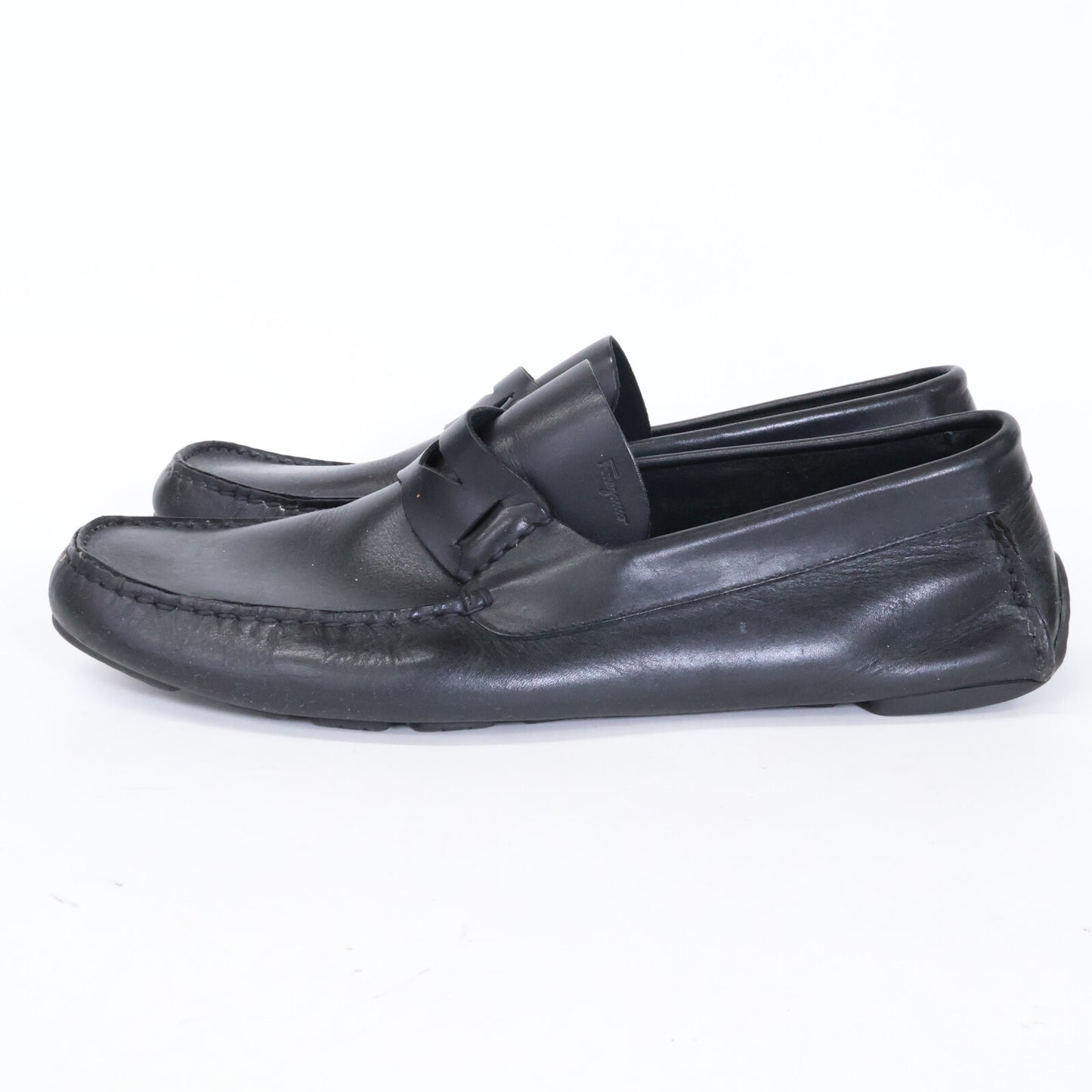 SalvatoreFerragamo Leather Driving Sneakers Black Size 10