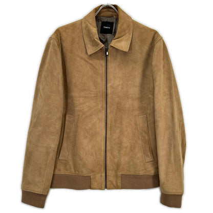 Theory Lamb Suede Zip Blouson Jacket Beige Size L