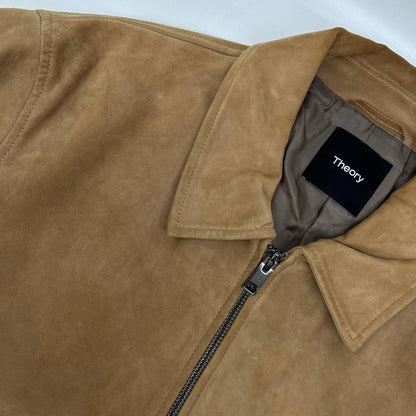 Theory Lamb Suede Zip Blouson Jacket Beige Size L