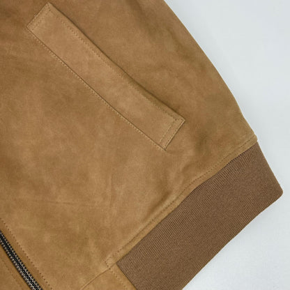 Theory Lamb Suede Zip Blouson Jacket Beige Size L