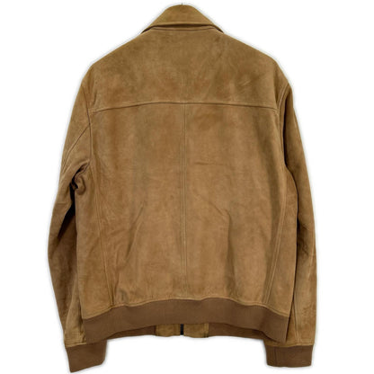Theory Lamb Suede Zip Blouson Jacket Beige Size L