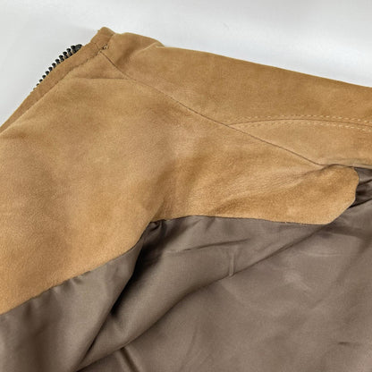 Theory Lamb Suede Zip Blouson Jacket Beige Size L