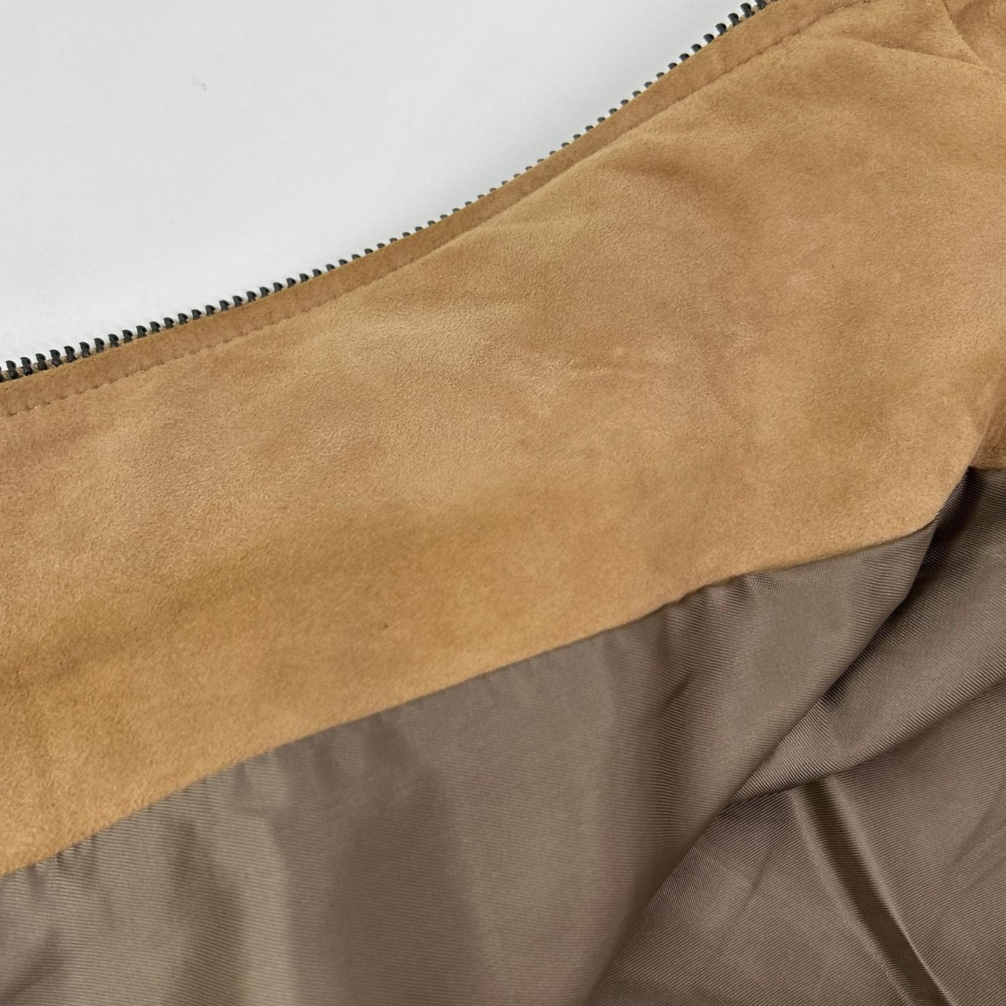 Theory Lamb Suede Zip Blouson Jacket Beige Size L