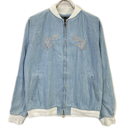 SLOW GUN Alaska Animal Embroidered Denim Sukajan Jacket Size 2