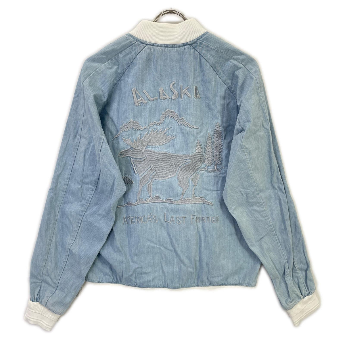 SLOW GUN Alaska Animal Embroidered Denim Sukajan Jacket Size 2