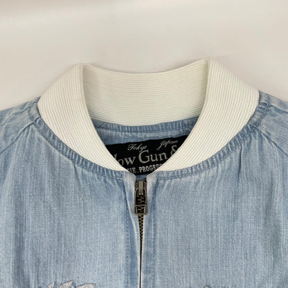 SLOW GUN Alaska Animal Embroidered Denim Sukajan Jacket Size 2