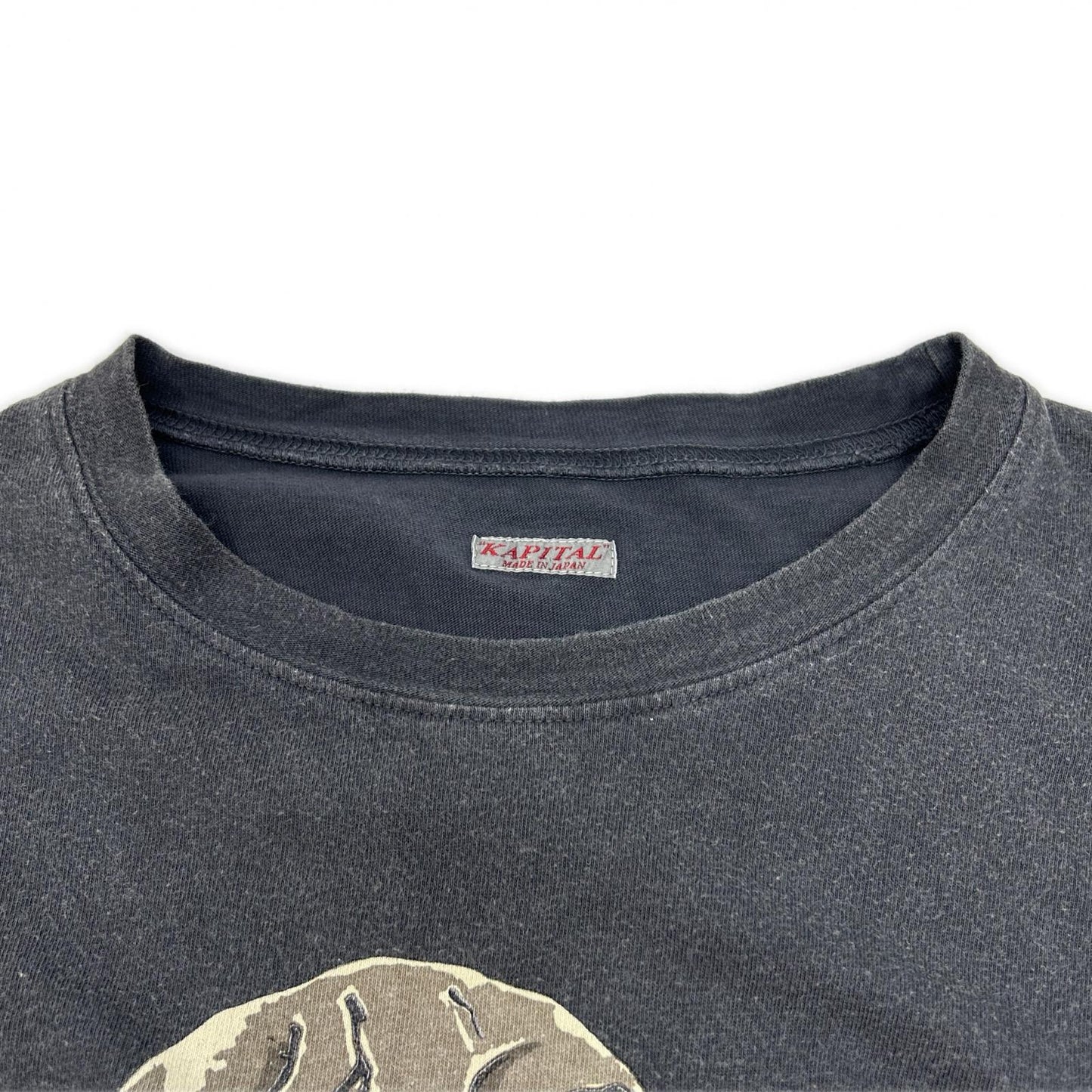 KAPITAL K2506SC233 Rain Skull Cotton T-Shirt Navy Size L