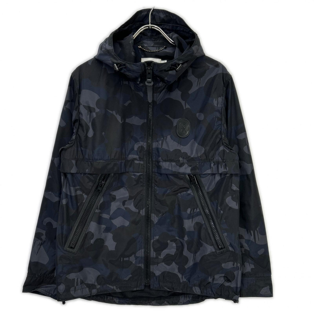 COACH 75815 Camo Polyester Zip Hooded Jacket Navy Size 44