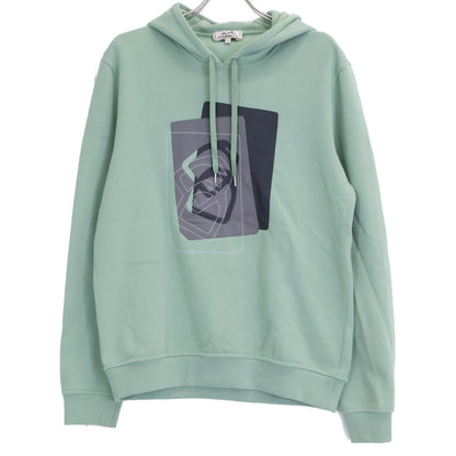 HERMES Etrier Decale Leather Patch Hoodie Light Green Size S