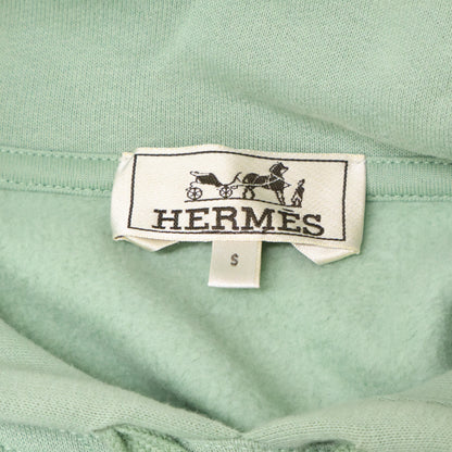 HERMES Etrier Decale Leather Patch Hoodie Light Green Size S