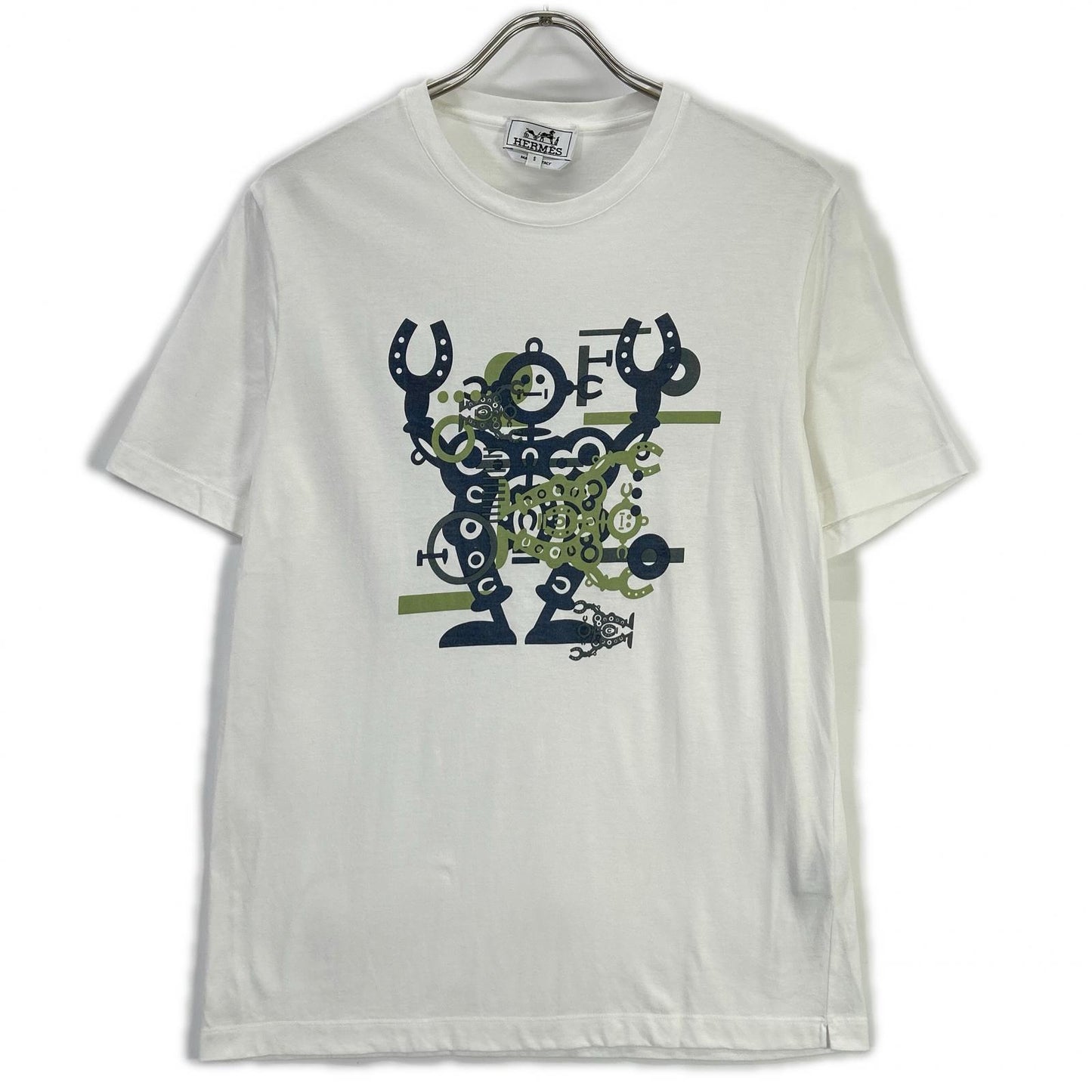 HERMES Hello Mr. Faliero Print Cotton T-Shirt White Size S