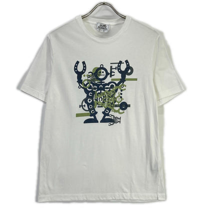 HERMES Hello Mr. Faliero Print Cotton T-Shirt White Size S