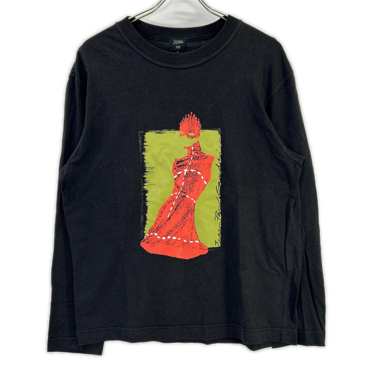 Jean Paul GAULTIER Cotton Print Long T-Shirt Black Size 48