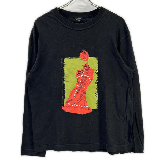 Jean Paul GAULTIER Cotton Print Long T-Shirt Black Size 48