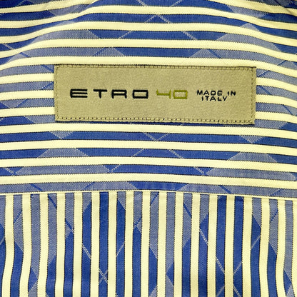 ETRO Stripe Argyle Wide Collar Dress Shirt Multi Size 40