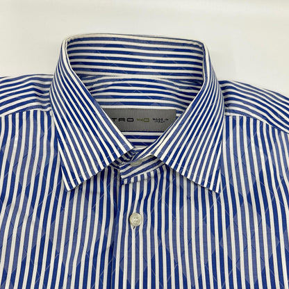 ETRO Stripe Argyle Wide Collar Dress Shirt Multi Size 40