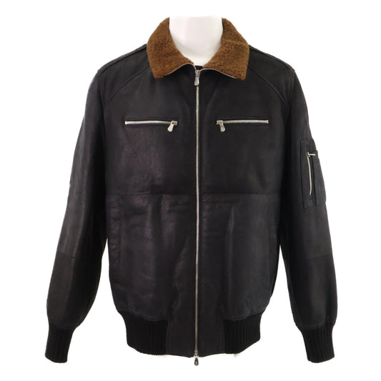 BRUNELLO CUCINELLI Sheepskin Mouton Zip Jacket Black Size M