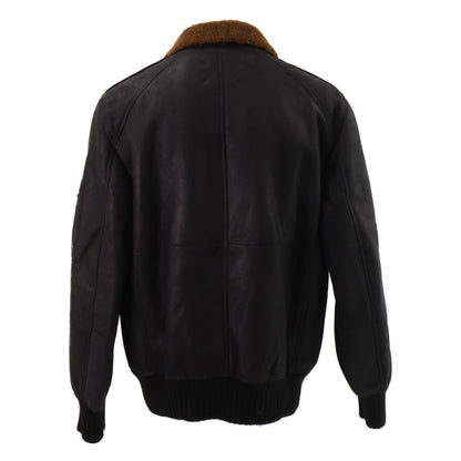 BRUNELLO CUCINELLI Sheepskin Mouton Zip Jacket Black Size M