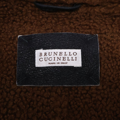 BRUNELLO CUCINELLI Sheepskin Mouton Zip Jacket Black Size M