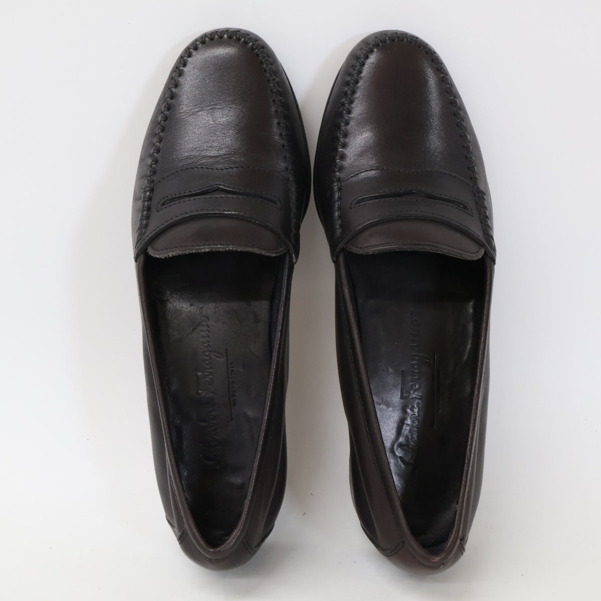 SalvatoreFerragamo Leather Coin Loafers Brown Size 7