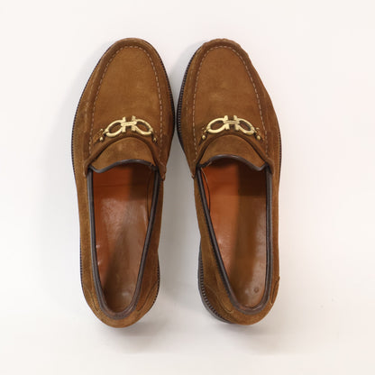 SalvatoreFerragamo Gancini Suede Loafers Brown Size 7
