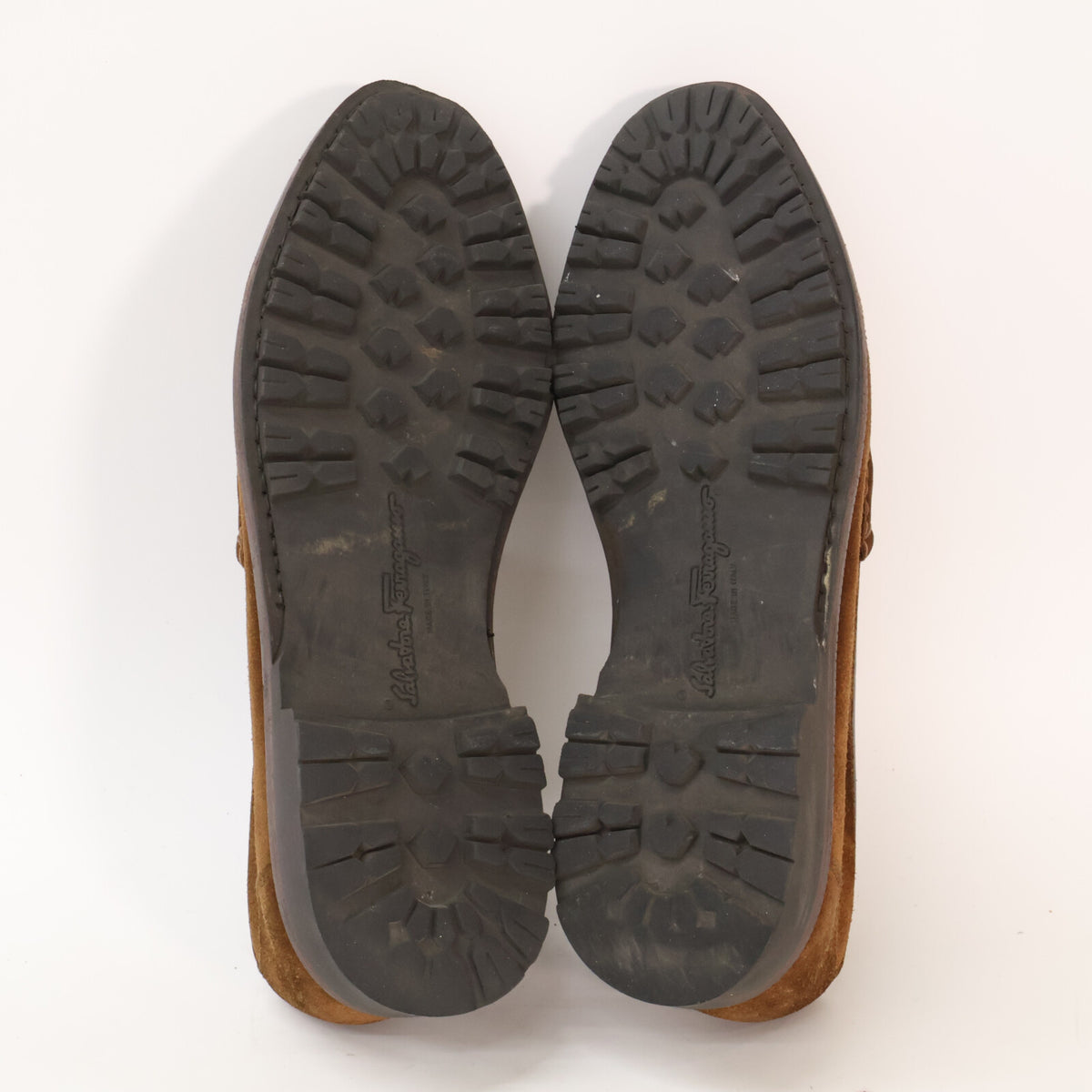 SalvatoreFerragamo Gancini Suede Loafers Brown Size 7