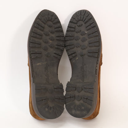 SalvatoreFerragamo Gancini Suede Loafers Brown Size 7