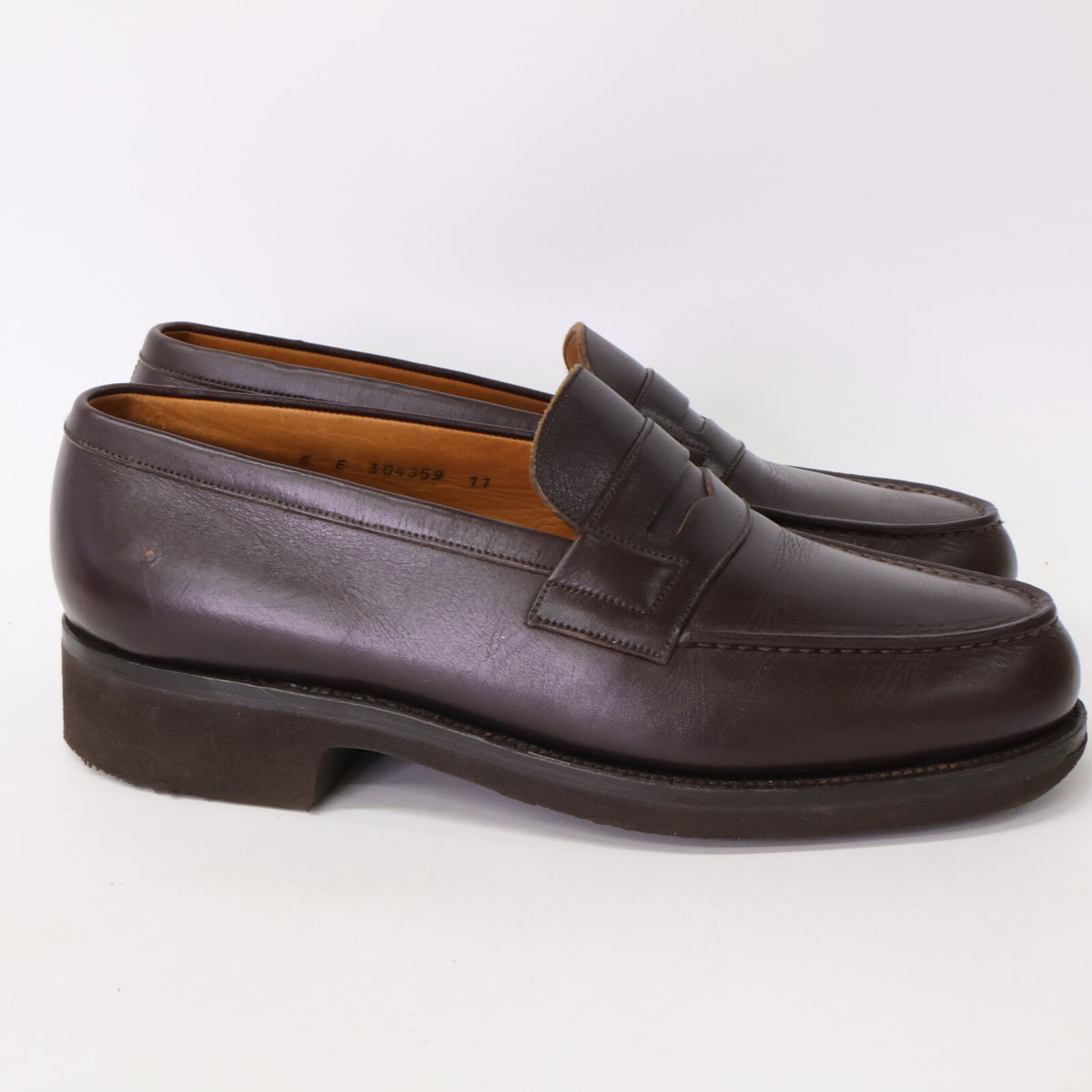 J.M. WESTON 180 Signature Leather Loafers Size 6E