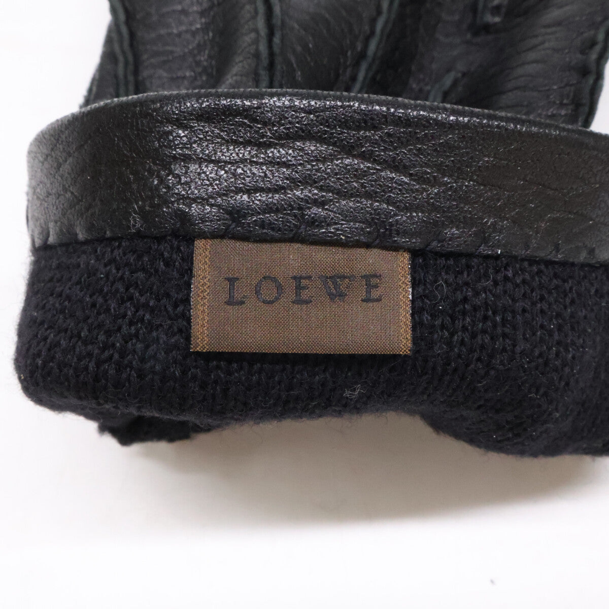 LOEWE Leather Gloves Black Size 8