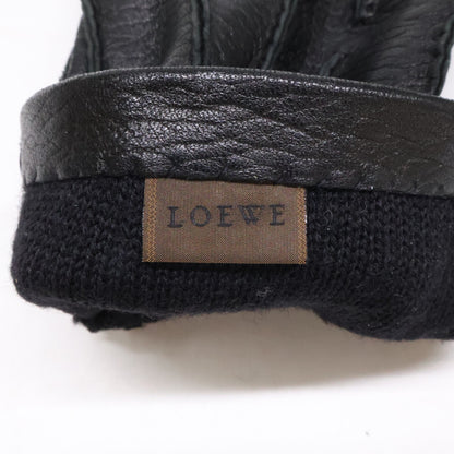 LOEWE Leather Gloves Black Size 8