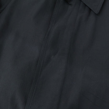 HERMES Black Cotton Nylon Belted Bal Collar Coat Size 50