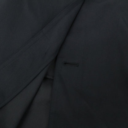 HERMES Black Cotton Nylon Belted Bal Collar Coat Size 50