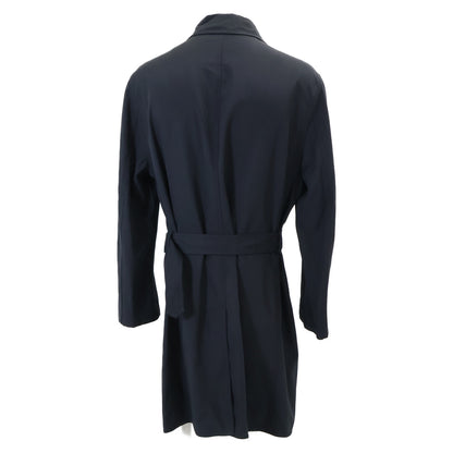 HERMES Black Cotton Nylon Belted Bal Collar Coat Size 50