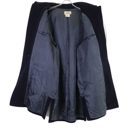 HERMES Wool Duffle Coat Navy Size 50