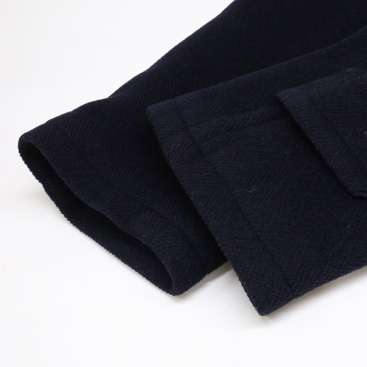HERMES Wool Duffle Coat Navy Size 50