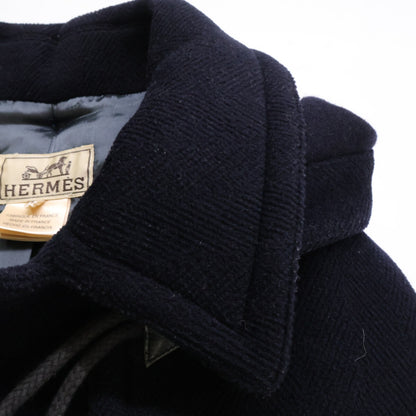 HERMES Wool Duffle Coat Navy Size 50