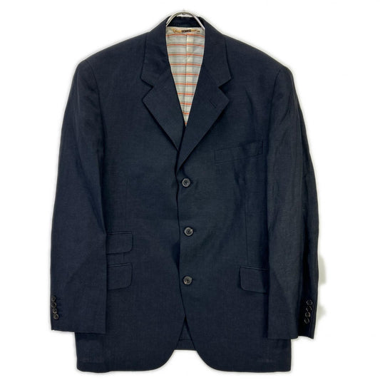 HERMES Linen Wool Tailored Blazer Navy Size 50