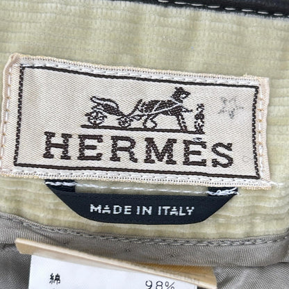 HERMES Beige Cotton Blend Corduroy Pants Size 50