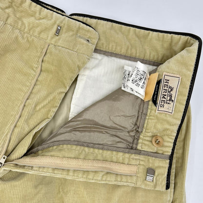 HERMES Beige Cotton Blend Corduroy Pants Size 50